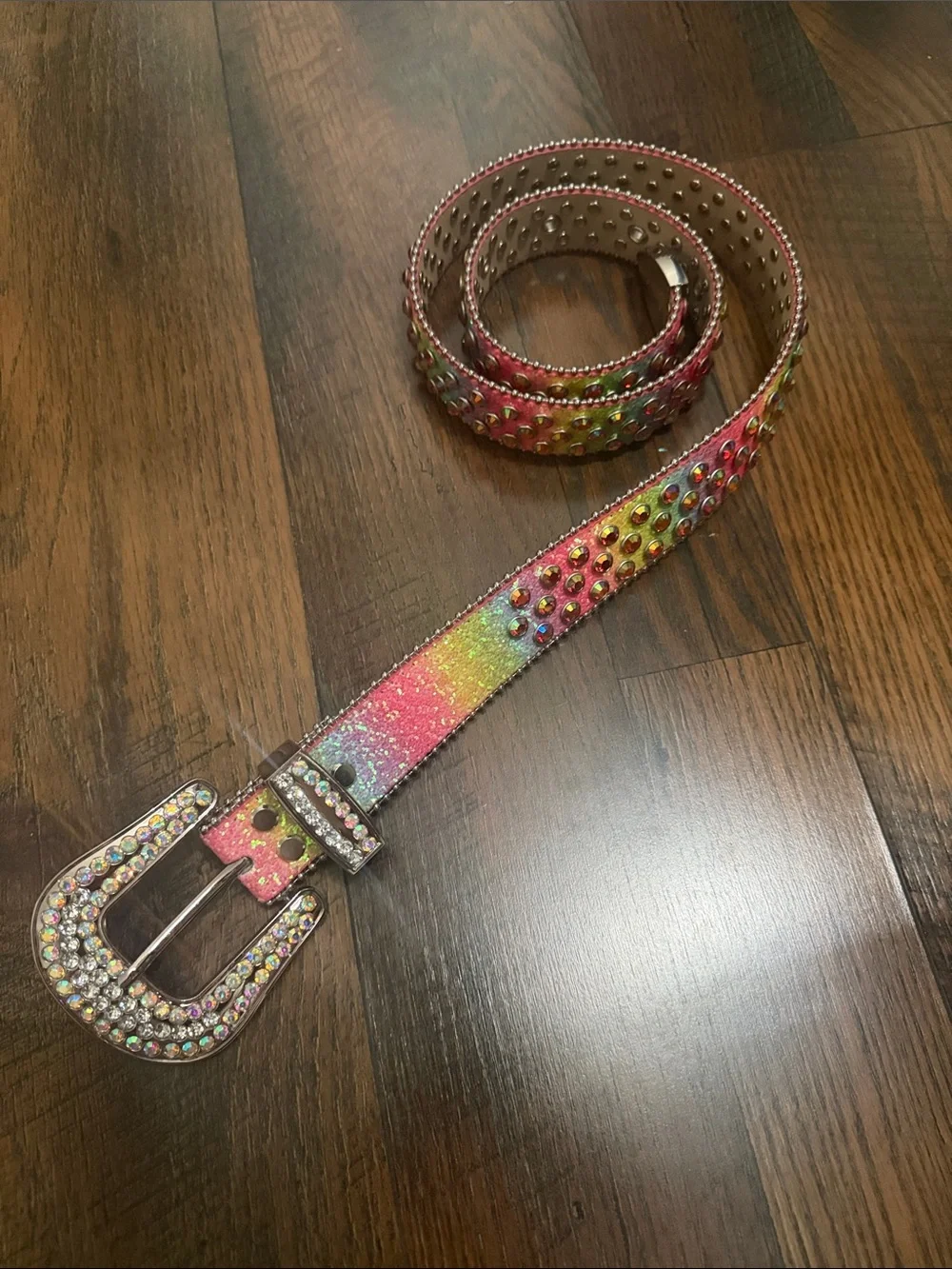 Rainbow Crystal Studded Women’s Belt